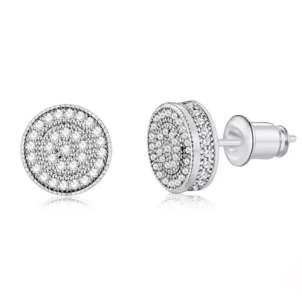 18K White Gold Plated CZ Stud Earrings